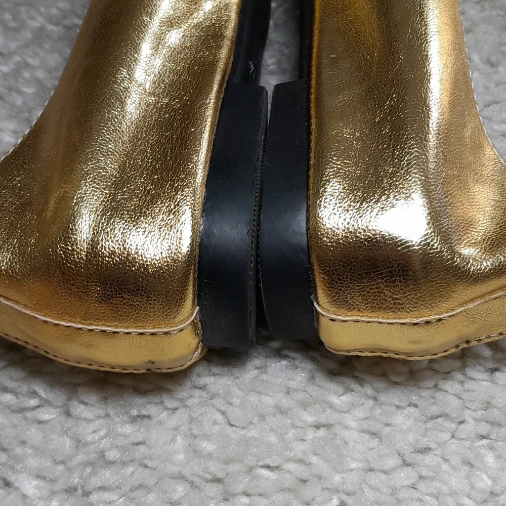 LUVTQ & LOVED Mettalic Gold Square Toe Flats Size 40